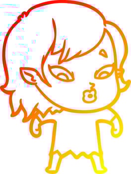 warm gradient line drawing cute cartoon vampire girl vector