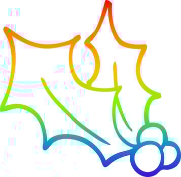 rainbow gradient line drawing cartoon holly vector