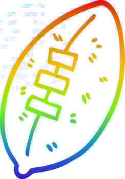 rainbow gradient line drawing cartoon football vector