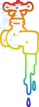 rainbow gradient line drawing cartoon dripping faucet vector