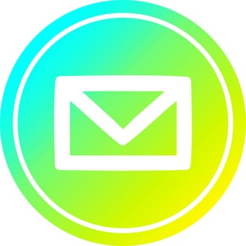 envelope letter circular in cold gradient spectrum vector