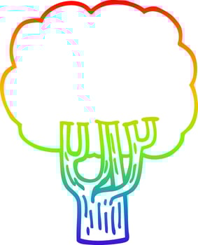 rainbow gradient line drawing cartoon blooming tree vector