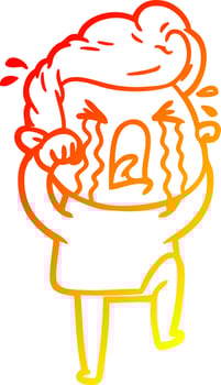 warm gradient line drawing cartoon crying man vector