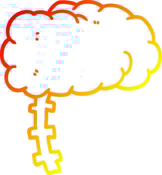 warm gradient line drawing cartoon brain vector