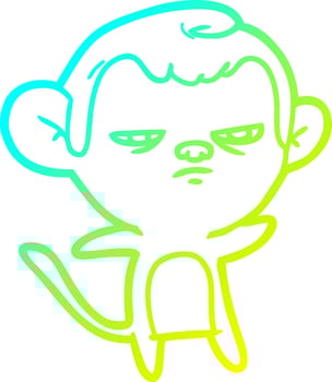 cold gradient line drawing cartoon monkey vector