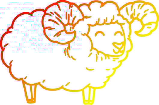 warm gradient line drawing cartoon ram vector