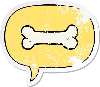 cartoon bone and speech bubble distressed sticker vector