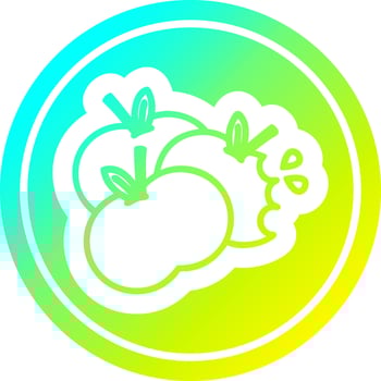 juicy apples circular in cold gradient spectrum vector
