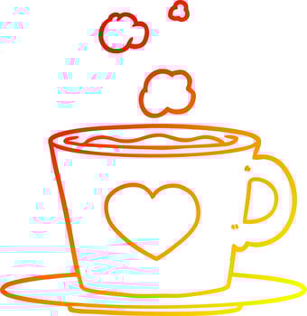 warm gradient line drawing a lovely cup of coffee vector