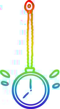 rainbow gradient line drawing swinging gold hypnotist watch vector