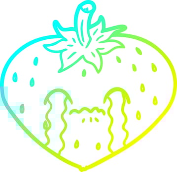 cold gradient line drawing cartoon strawberry vector