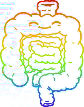 rainbow gradient line drawing cartoon intestines vector