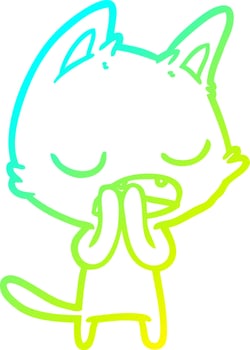 cold gradient line drawing talking cat cartoon vector