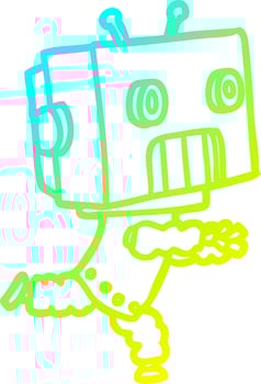 cold gradient line drawing cartoon robot vector