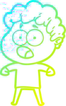 cold gradient line drawing cartoon man gasping in surprise vector