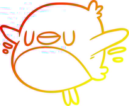 warm gradient line drawing cute christmas robin vector