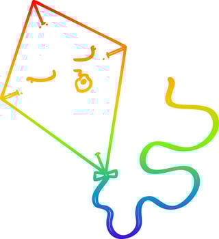 rainbow gradient line drawing cartoon kite vector