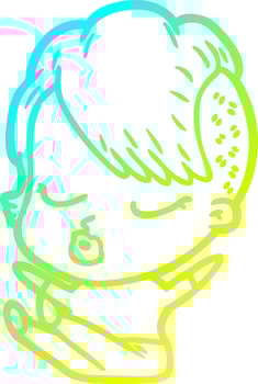 cold gradient line drawing cartoon pretty hipster girl vector