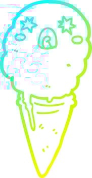 cold gradient line drawing cartoon shocked ice cream vector