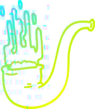 cold gradient line drawing cartoon smoking pipe vector