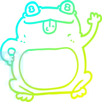 cold gradient line drawing cartoon frog vector