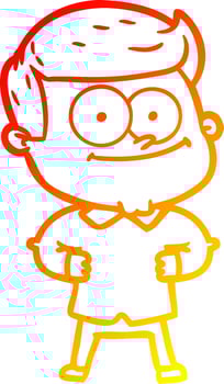 warm gradient line drawing cartoon happy man vector