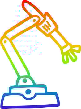 rainbow gradient line drawing cartoon robot hand vector