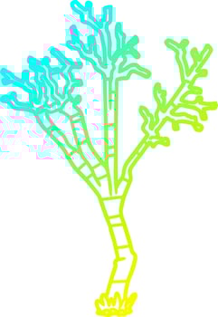 cold gradient line drawing cartoon winter tree vector