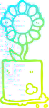 cold gradient line drawing cartoon flower vector
