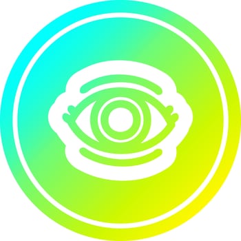 staring eye circular in cold gradient spectrum vector