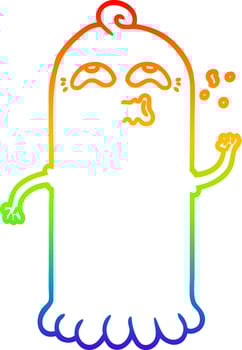 rainbow gradient line drawing cartoon ghost vector