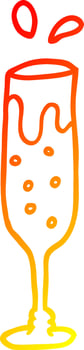 warm gradient line drawing cartoon glass of champagne vector