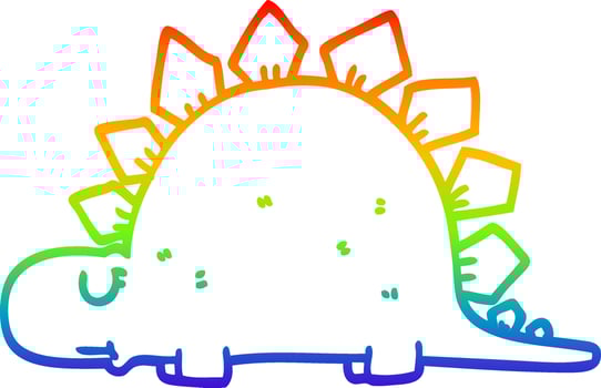 rainbow gradient line drawing cartoon prehistoric dinosaur vector