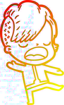 warm gradient line drawing cartoon cool hipster girl in space suit vector