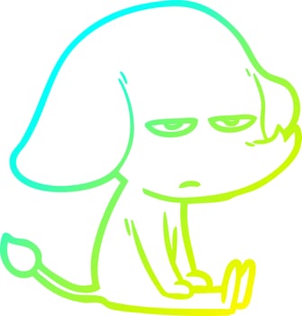 cold gradient line drawing annoyed cartoon elephant vector