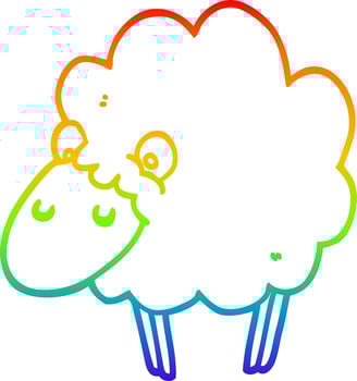 rainbow gradient line drawing cartoon sheep vector
