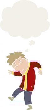 cartoon dancing man and thought bubble in retro style vector