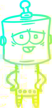 cold gradient line drawing cartoon robot vector