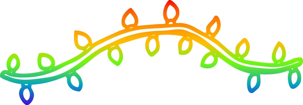 rainbow gradient line drawing cartoon vine with leaves vector