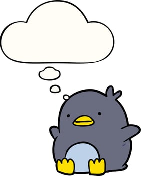 cute cartoon penguin and thought bubble vector