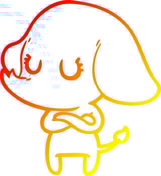 warm gradient line drawing cute cartoon elephant vector