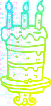 cold gradient line drawing cartoon chocolate cake vector