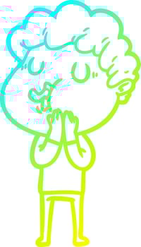 cold gradient line drawing cartoon man singing vector