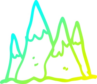 cold gradient line drawing cartoon tall mountains vector