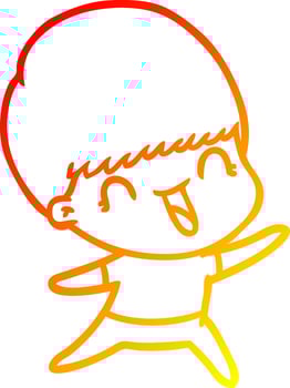 warm gradient line drawing happy cartoon boy vector