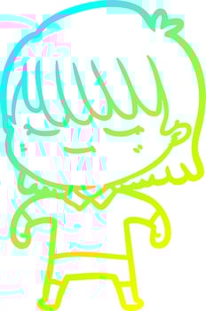cold gradient line drawing cartoon woman vector