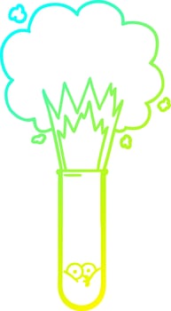 cold gradient line drawing cartoon exploding chemicals in test tube vector