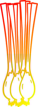 warm gradient line drawing cartoon spring onions vector