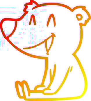 warm gradient line drawing sitting bear cartoon vector