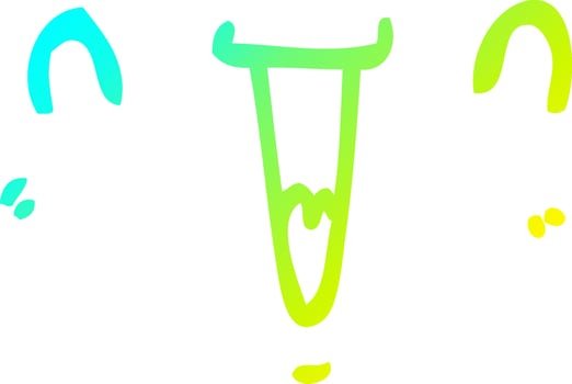 cold gradient line drawing cute happy cartoon face vector